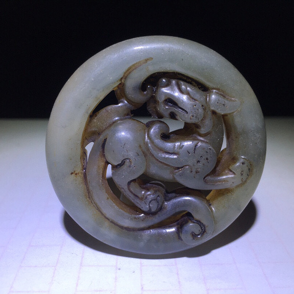 旧藏老玉古玉包浆醇厚玉龙佩油性好神兽