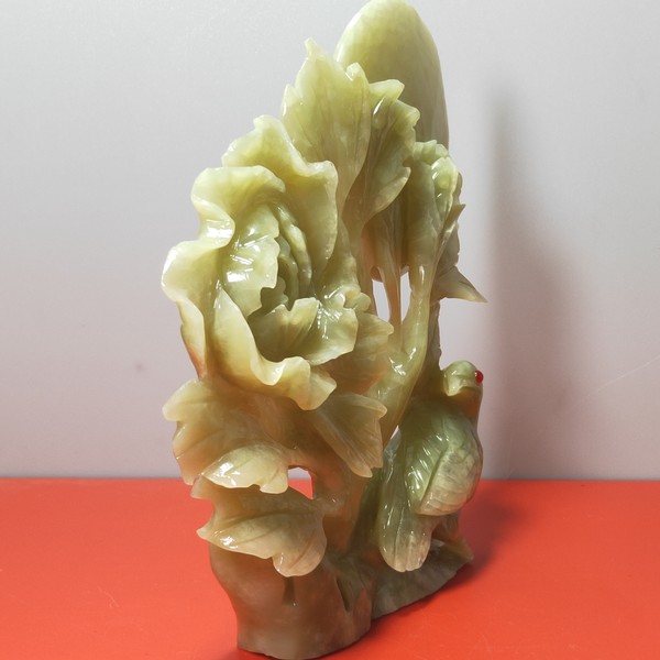 招财蓝田玉花开富贵摆件价格及鉴定真假 - 私藏天下