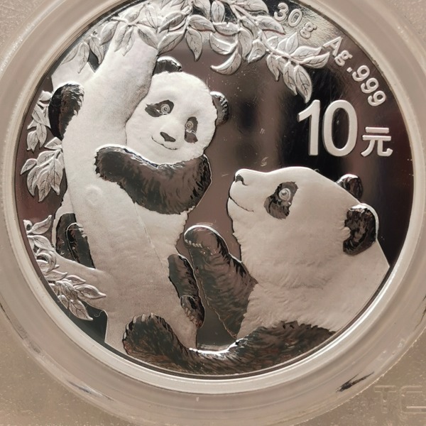 2021年熊猫银币,天印70分