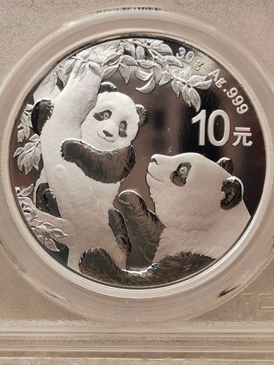 2021年熊猫银币,天印70分