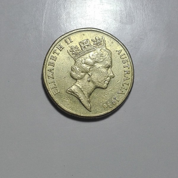 1996年澳大利亚元硬币老人头女王版,20多年了