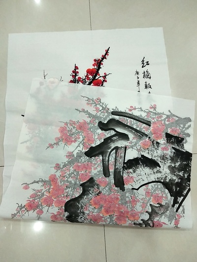 罗绮老师四尺梅花红梅报春138厘价格及鉴定真假-私藏天下