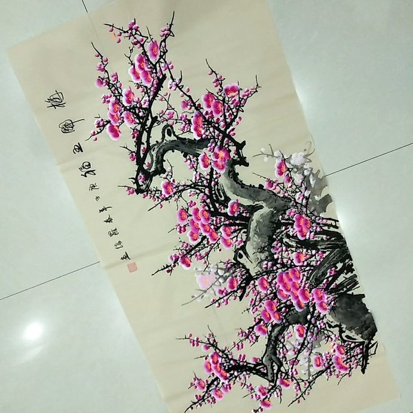 罗绮老师四尺梅花梅开五福138厘价格及鉴定真假 - 私藏天下