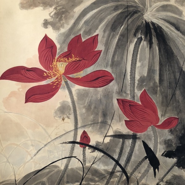 编号487张大千荷塘清趣,三尺中堂作