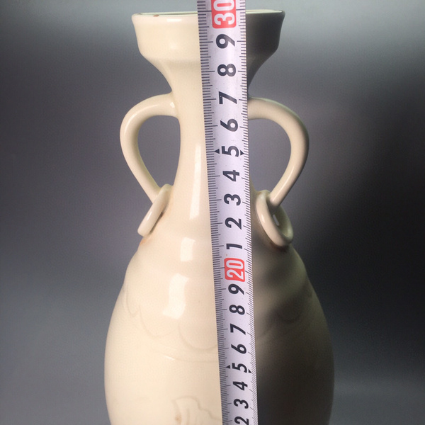 老白瓷宋代双耳花瓶古董收藏老货瓷器