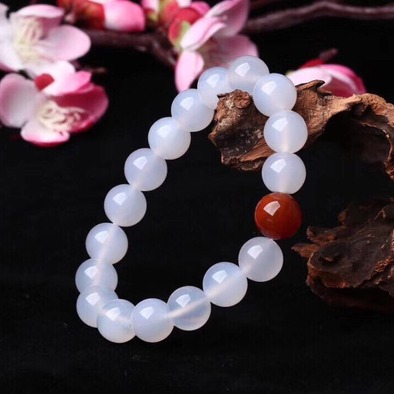 名称冰种玉髓鸿运当头简约圆珠手串圆珠直径约