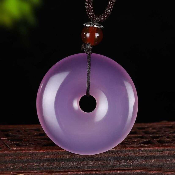 名称冰种粉紫玛瑙平安扣吊坠承诺支持