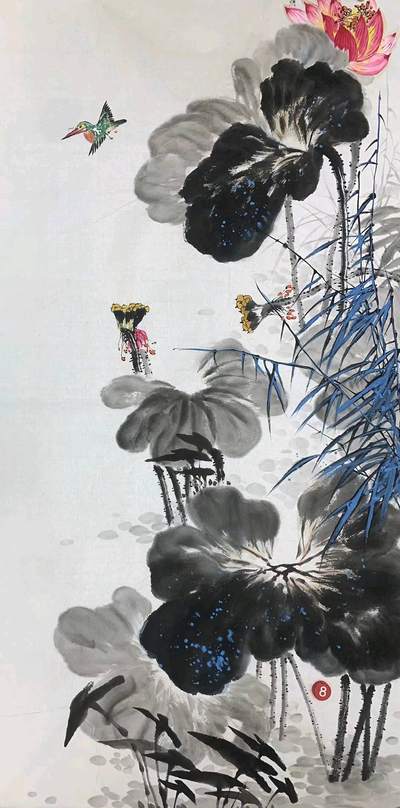 四尺荷花荷塘清趣客厅花鸟国画n尺寸140x