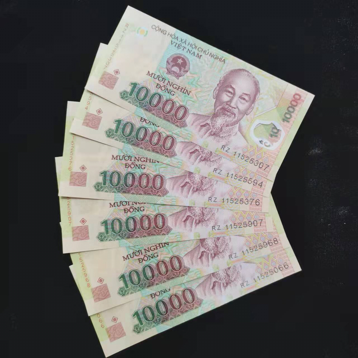越南盾10000塑料钞 \n正面像为胡志明,第一