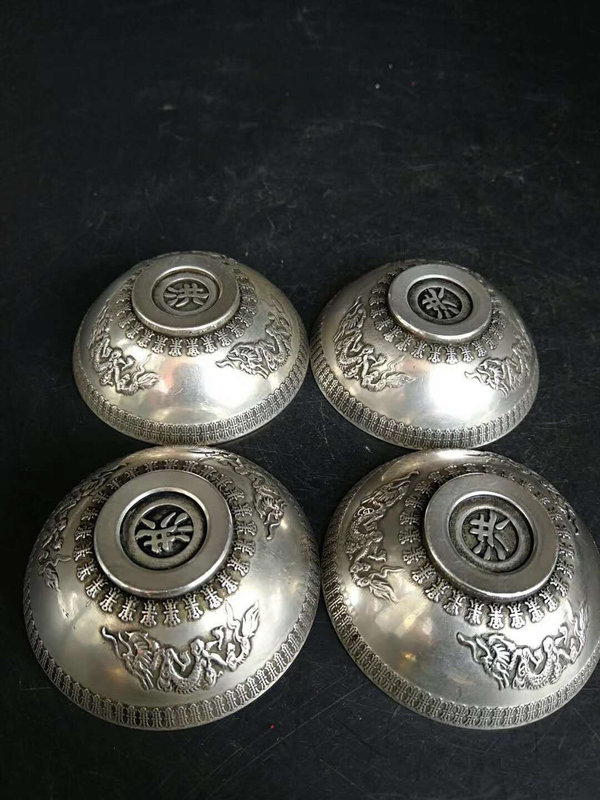 老货福禄寿喜银碗一套制作精美工艺浑厚大气