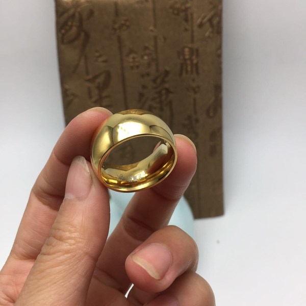 收来精品老凤祥18黄金抛光亮素面男士鎏金戒指出
