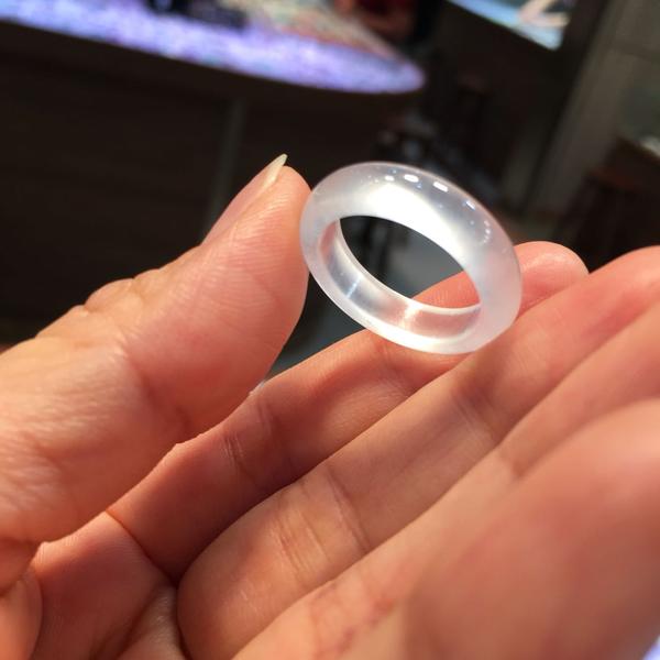 白色冰种玛瑙戒指玉石指环男女款尾戒情侣食指简约礼物