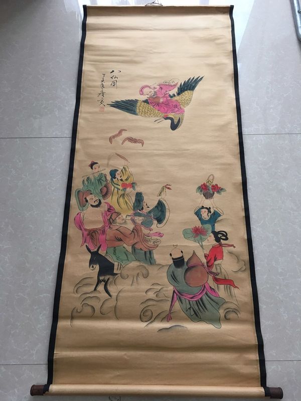 唐寅 八仙图 仿古字画 中堂画 国画山水画 挂画