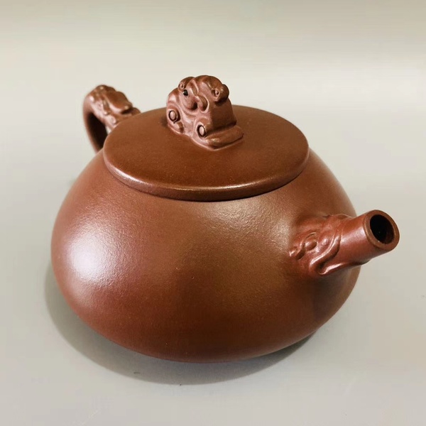 宜兴紫砂,原矿紫砂石瓢龙嘴龙把壶容量350
