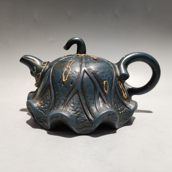 宜兴紫砂壶蒋蓉制原矿绿泥莲子壶容量3