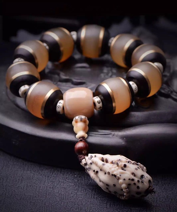 纯天然西藏藏传老羚羊角手链羚羊角减寒入肝心