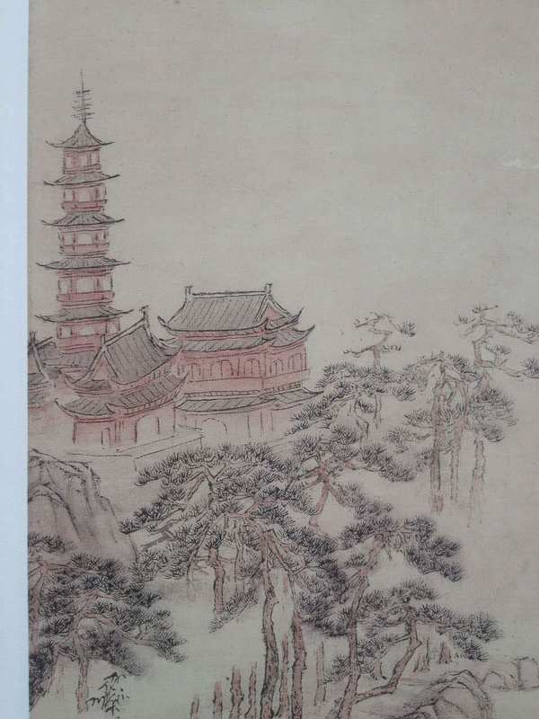 高清复印明朝陆治名画苏州虎丘塔影图装饰房间