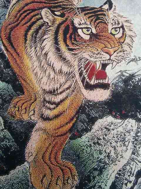 重品推出老唐卡画刺老虎料质真丝绢矿沫画