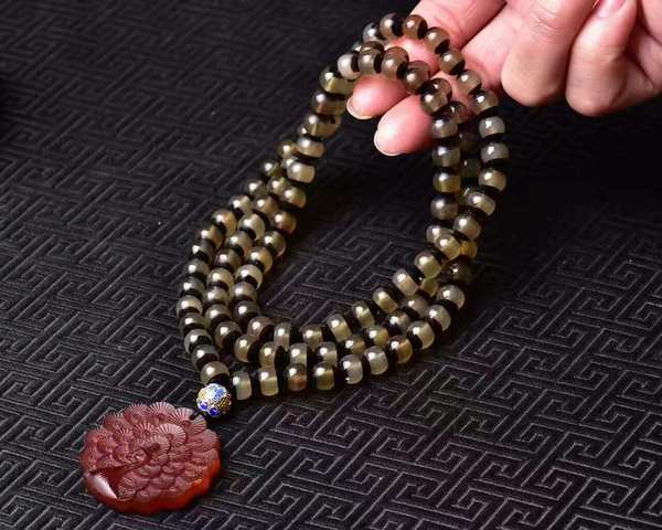 8mm羚羊角配饰烤蓝配饰羚羊角雕刻孔雀开屏羚羊