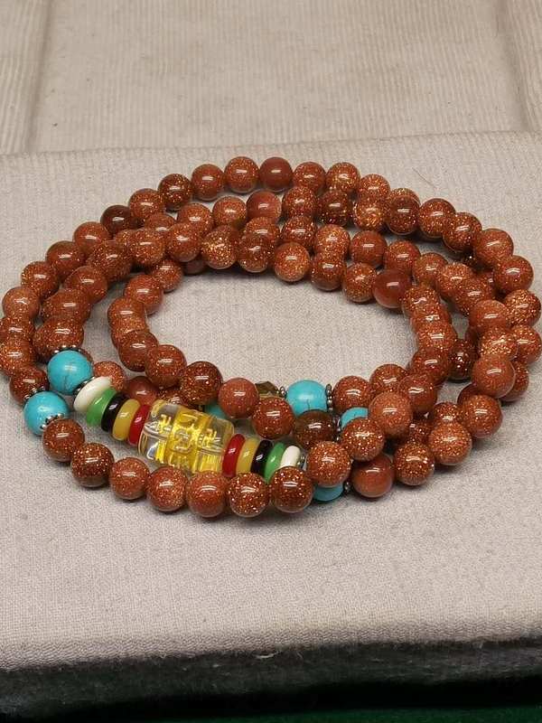 金砂石108粒手串,单珠直径6毫米,重36克,个别