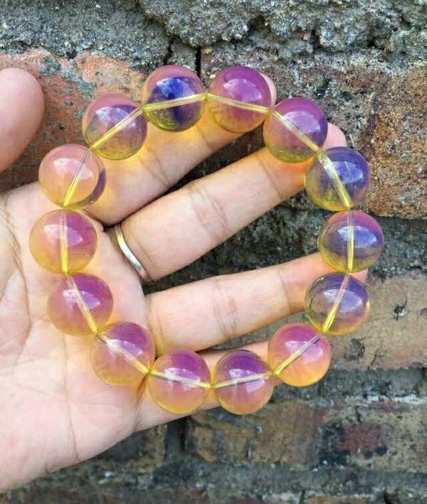 二代顶级多米尼加5a净水天空蓝蓝珀手串晶体通透