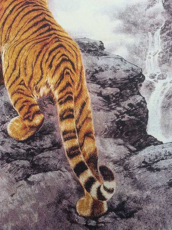 猛虎上山图字迹清楚图案清晰老虎形象逼真装