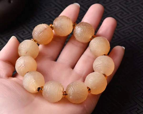 20左右羚羊角雕刻回纹珠手串,羚羊角真假_图片_价格