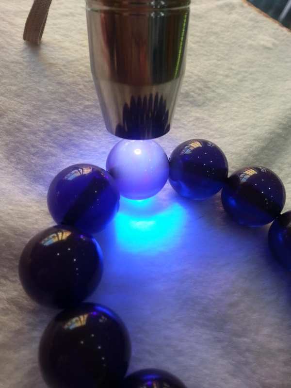 新品开拍捡漏的来中东琥珀蓝精灵手串珠径2