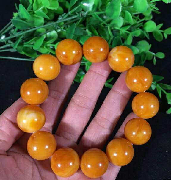 蜜蜡新款橘黄蜜18毫米13颗附带检测证书