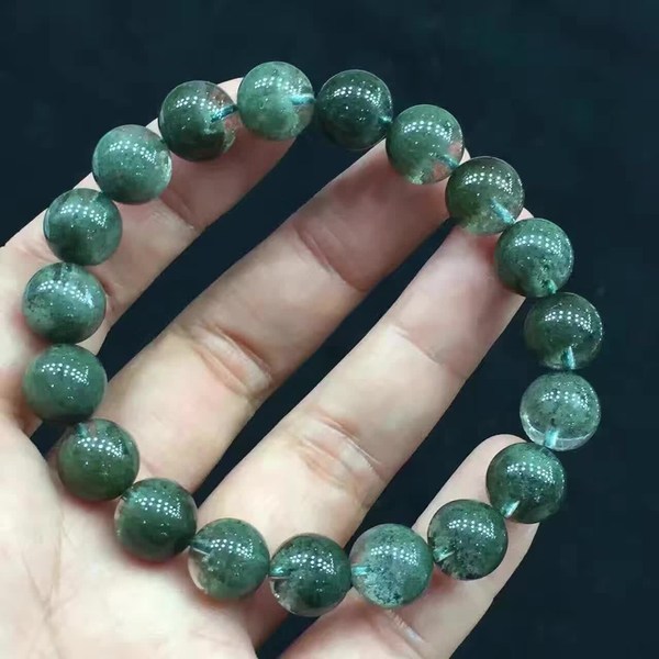 藏品展示天然巴西绿幽灵聚宝盆手链,水头十足,纯净体,盆形漂亮!