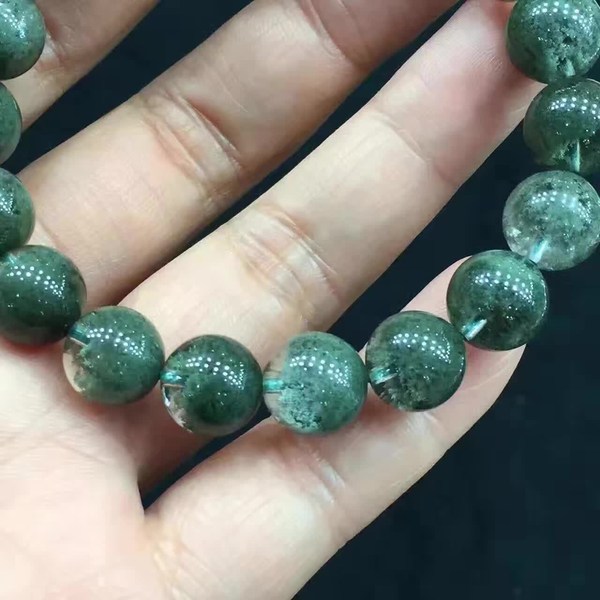 藏品展示天然巴西绿幽灵聚宝盆手链,水头十足,纯净体,盆形漂亮!