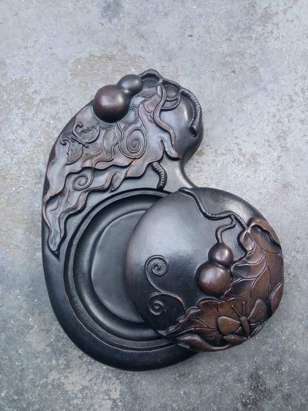 正宗山西澄泥砚台福禄寿带盖澄泥砚是我国的四大名砚