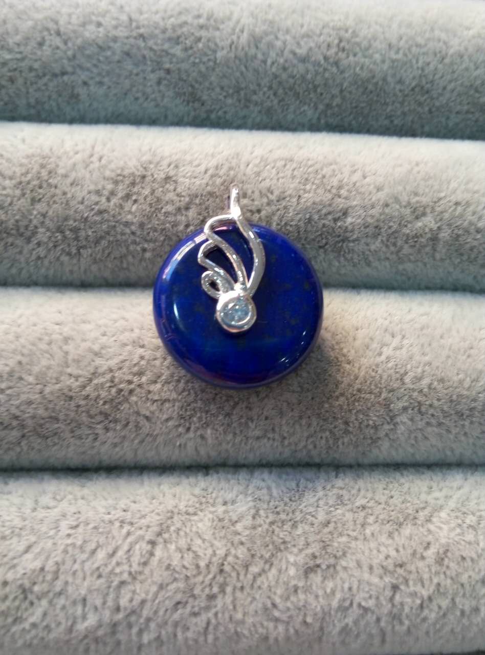 天然阿富汗青金石平安扣吊坠 s