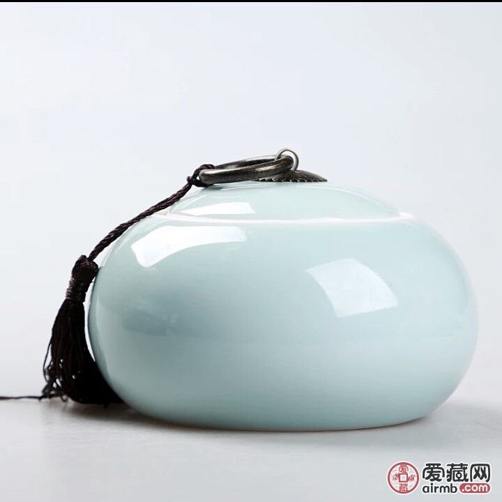 青瓷蓝色,粗陶茶叶罐 陶瓷醒茶