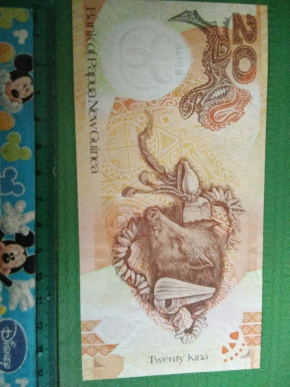 巴布亚新几内亚野猪纸钞双面布满萤光丝雕刻精美如