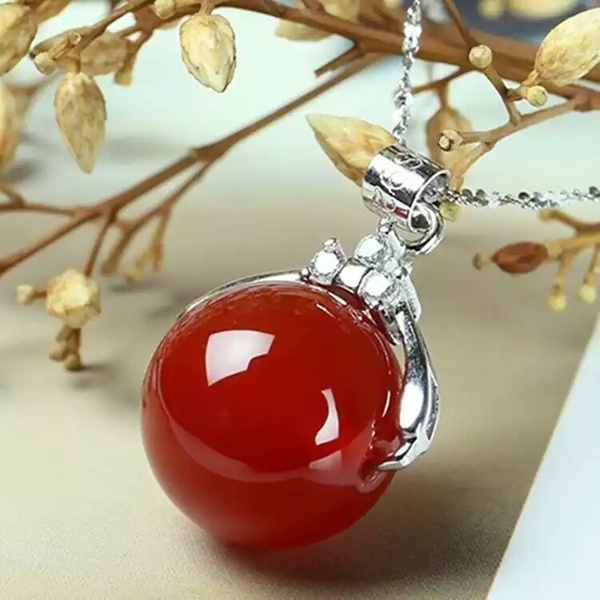 商品编号032天然缅甸玉髓吊坠红玉髓转运珠项坠