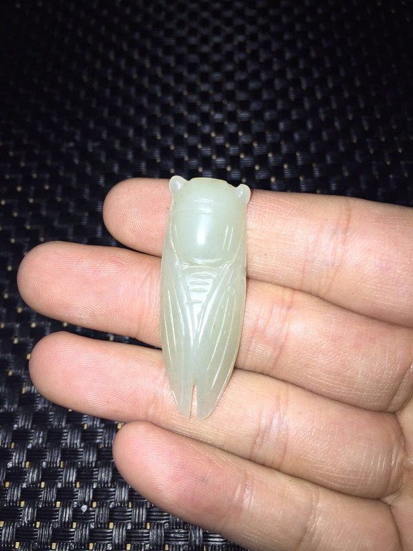 民国和田玉老玉玉蝉长40宽18厚8mm