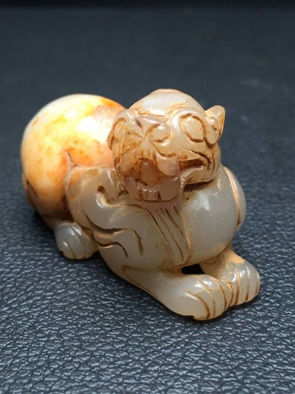 战汉和田玉,玉麒麟辟邪兽,寓意深远器型美观