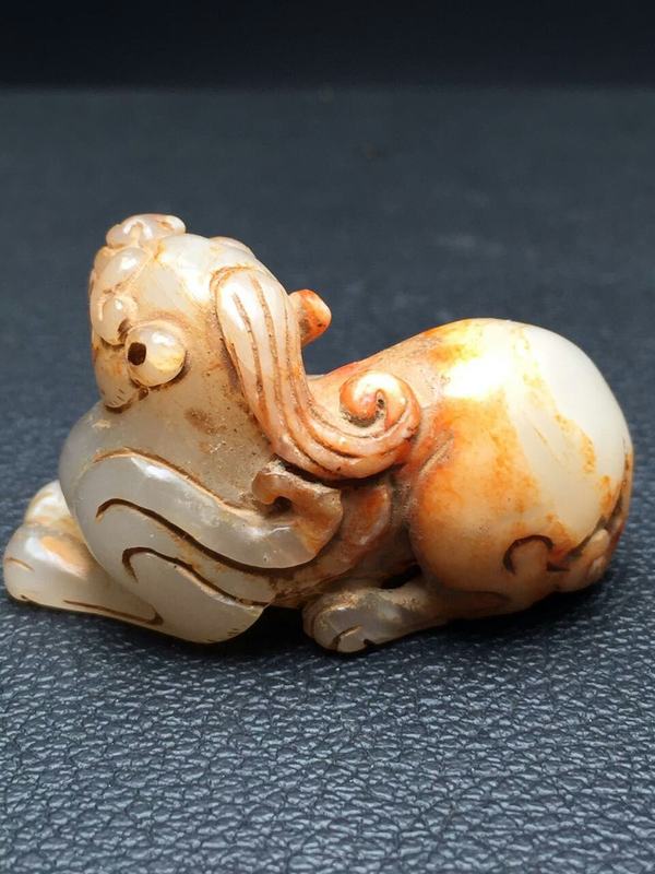 战汉和田玉,玉麒麟辟邪兽,寓意深远器型美观