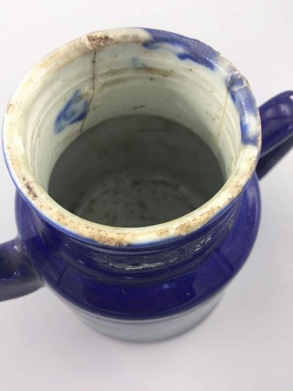 0元起拍晚清民国霁蓝釉执壶壶口内有一小冲壶盖