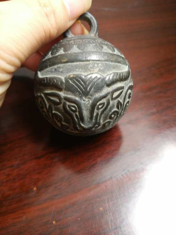 民国早期牛头大驼铃1个直径51带把6