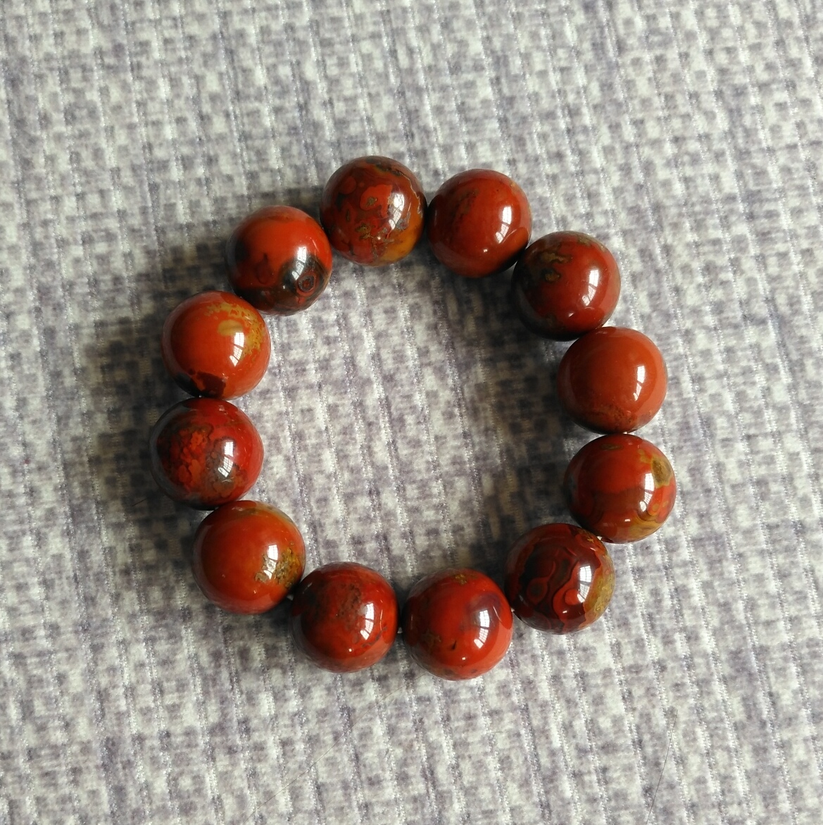 精品宣化战国红玛瑙手串一条