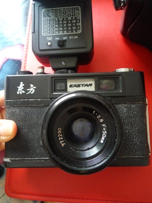 东方牌老相机功能正常带闪光灯牛皮外套品相如