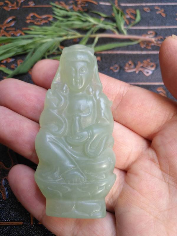 中国四大名玉之一岫玉观音菩萨尺寸7032