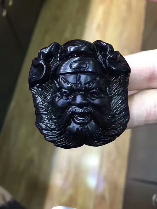 黑曜石吊坠钟馗头吊坠辟邪化煞防小人吊坠 送精美礼盒