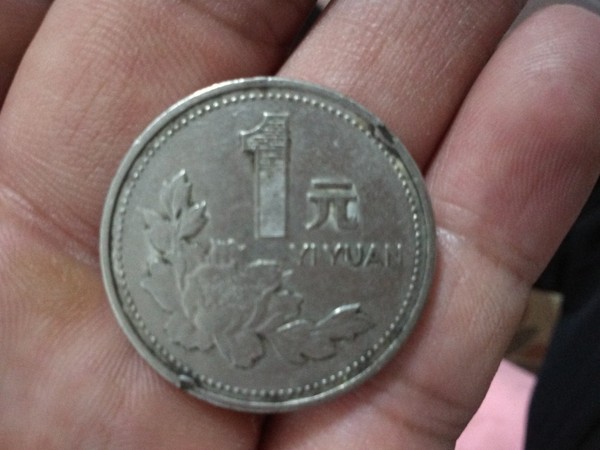 1994年国徽牡丹一元硬币错币多肉一枚