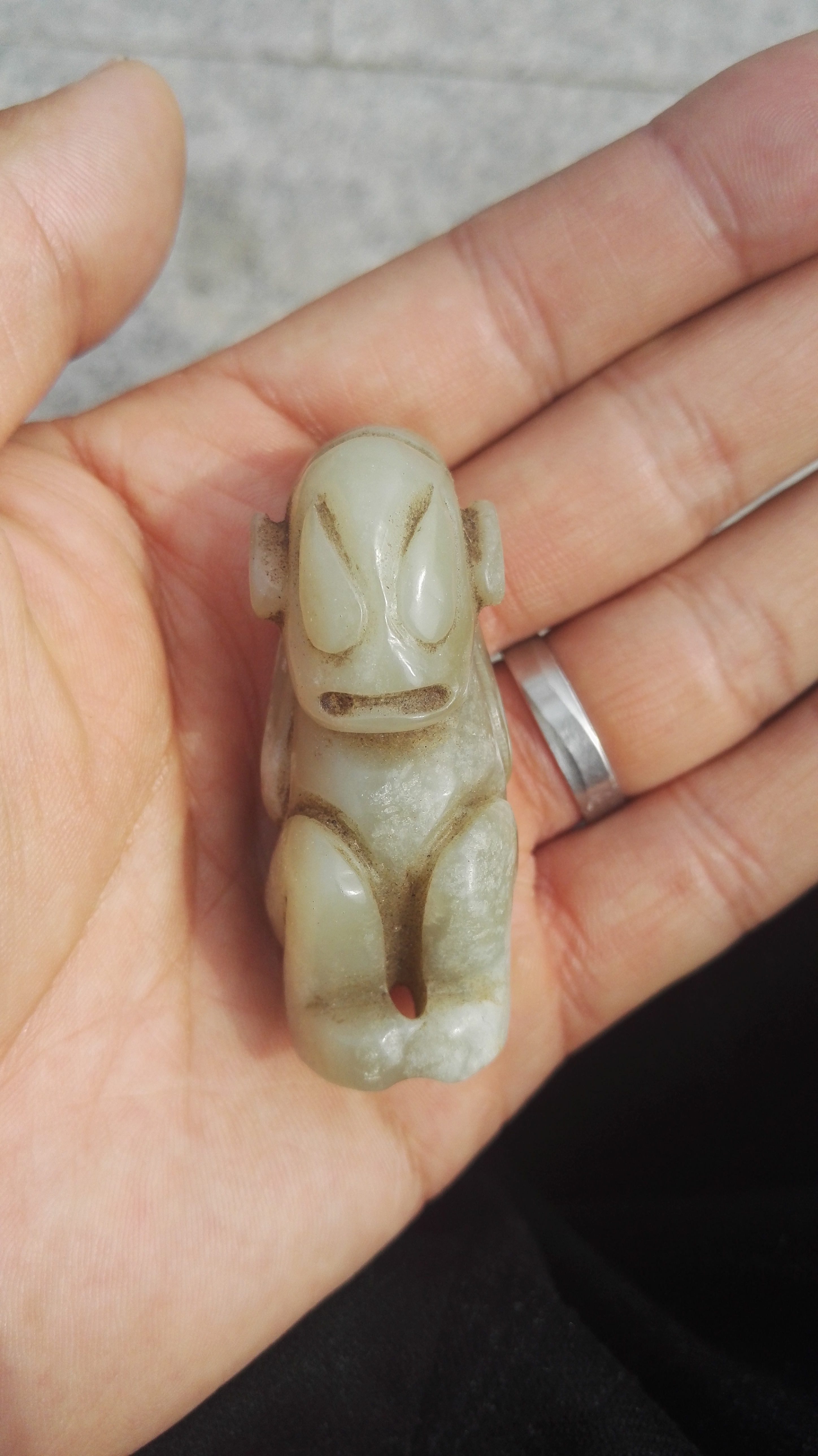 捡漏老玉人挂件