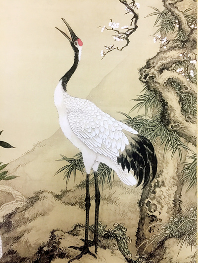 每周惠让藏友粉丝:沈铨松梅双鹤图(复制画)绝非写真