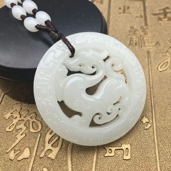 阿富汗玉仿古龙玉吊坠白玉生肖龙挂坠玉石男女款项链玉