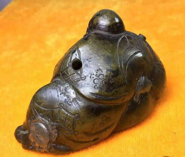 清中晚期布袋罗汉铜砚滴黄铜制作包浆熟旧自然见